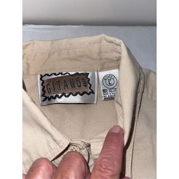 Vtg Gitano Men’s Shirt Sleeve Button‎ Up Shirt Size L Aviator Airborne A21 - Picture 5 of 7